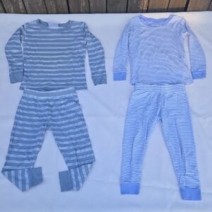 LAKE Kids Striped Long Sleeve Pajama Set - Gray and Light Blue